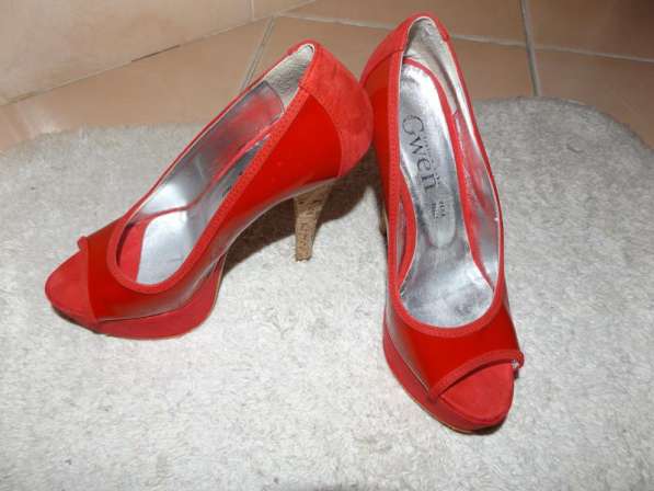 Красные туфли босоножки vera pelle италия 35 размер в фото 4