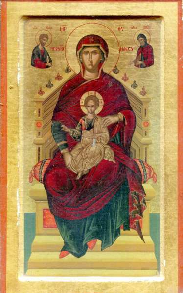 Икона Богородица с младенцем на престоле