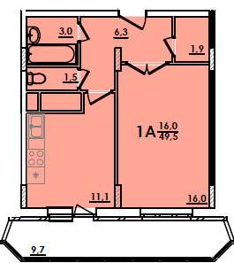 Продам однокомнатную квартиру в Лобне. Жилая площадь 49,50 кв.м. Дом монолитный. Есть балкон. в Лобне