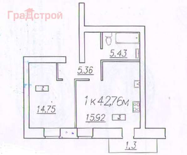 Продам однокомнатную квартиру в Вологда.Жилая площадь 40 кв.м.Этаж 1.Есть Балкон. в Вологде фото 3