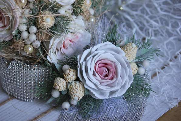 Заколка для волос с цветами из фоамирана "Сердце Зимы" в Орехово-Зуево фото 3