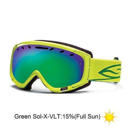 Очки горнолыжные Smith Phenom оправа Lime / линзы Green Sol-X mirror