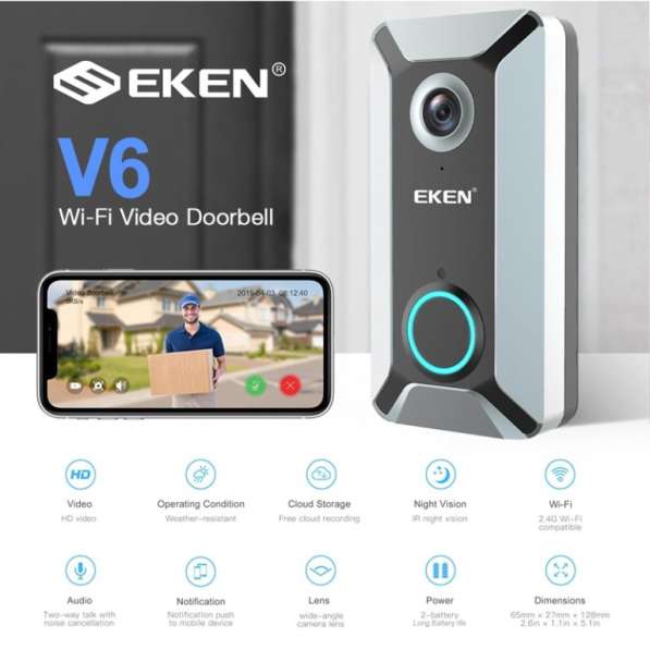 Eken V6 Smart WiFi Doorbell Умный дверной звонок с камерой