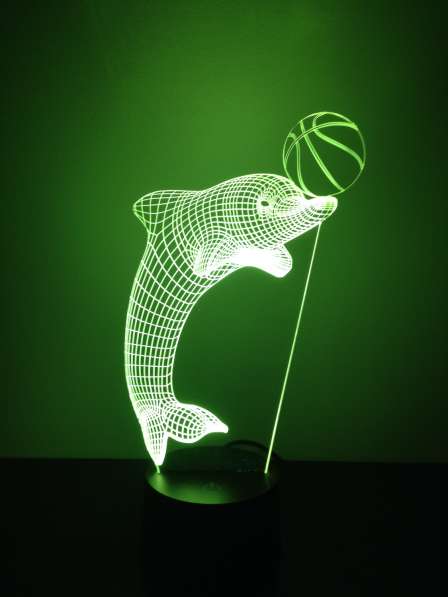 Светодиодный 3Д ночник "Дельфин с мячом"