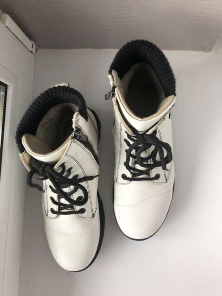 Ботинки зимние, белые, кожаные в Мытищи фото 5