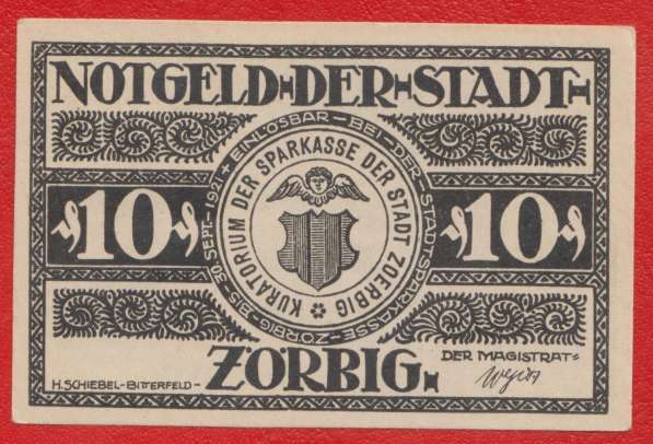 Германия нотгельд Цёрбиг Zorbig 10 пфеннигов 1921 г. без дат