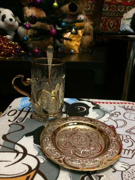 Позолоченный чайный набор, подарочный в Златоусте фото 3