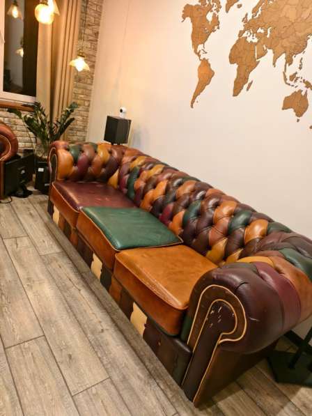 Диван кожаный честер печворк