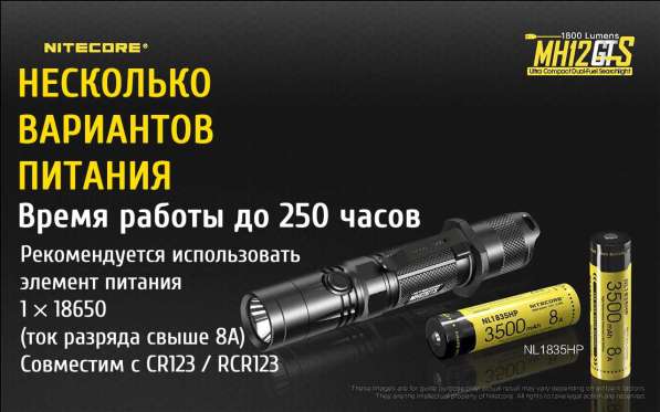 NiteCore Аккумуляторный фонарь — NiteCore MH12GTS, от USB в Москве фото 7