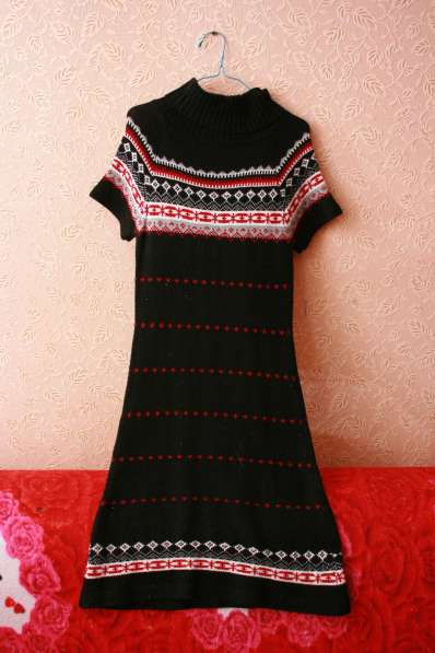 Платье черное с орнаментом на груди и подоле. Трикотаж в Кимре фото 4