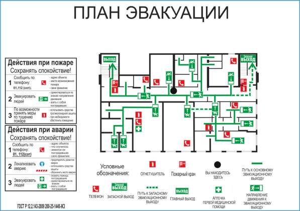 План эвакуации ГОСТ Р12.143-2009