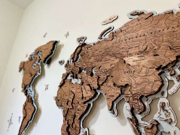 Карта мира из дерева на стену, панно из дерева карта мира в Нижнем Новгороде фото 4