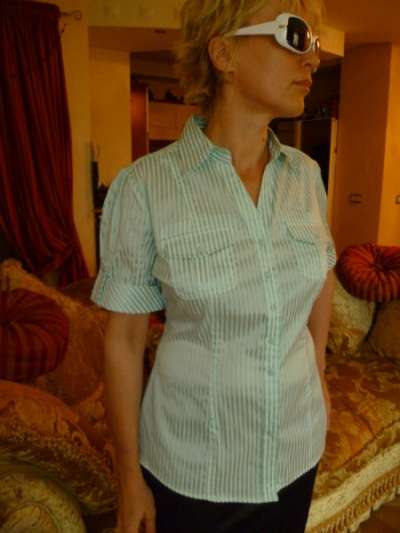 Новая блузка рубашка Reflex в бирюзовую полоску в Москве фото 4