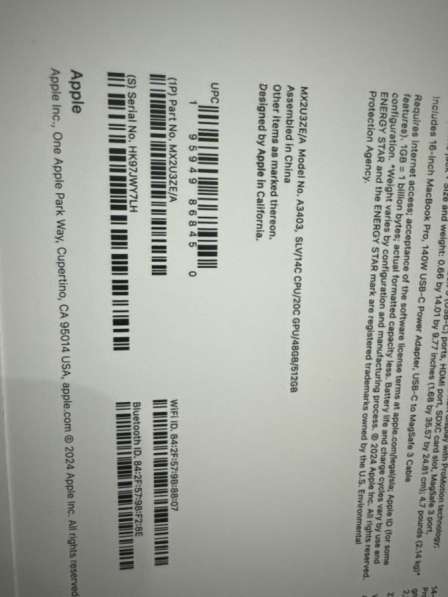 MacBook Pro M4, 16 inch, 48 GB/512MB