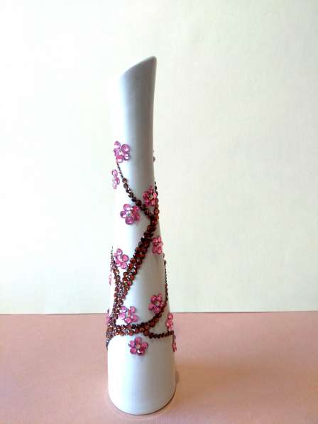 Керамическая ваза "Сакура", инкрустированная стразами в Краснодаре фото 3