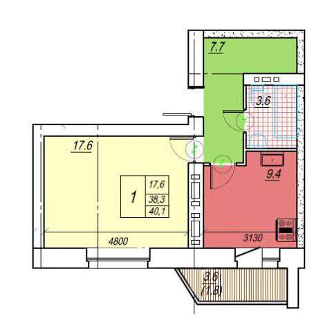 Продам однокомнатную квартиру в Череповце. Жилая площадь 40,10 кв.м. Дом кирпичный. Есть балкон.