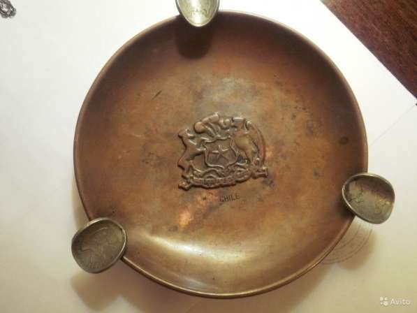 Пепельница Д10см винтаж красная медь Чили Chile