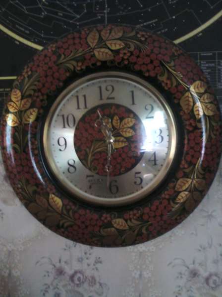 Часы настенные расписные Хохлома в Москве