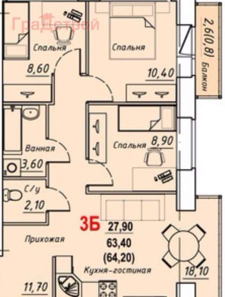 Продам трехкомнатную квартиру в Вологда.Этаж 3.Дом кирпичный.Есть Балкон.