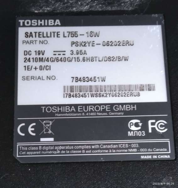 Ноутбук Toshiba Satellite L755-16W в Москве фото 3