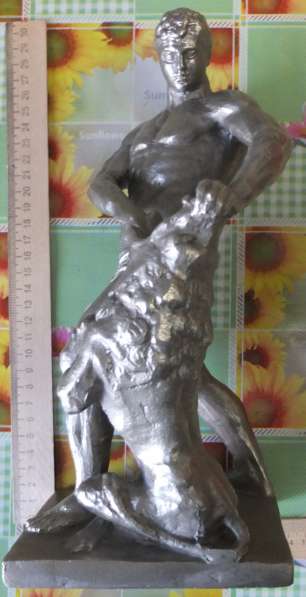 Силуминовая статуэтка Самсон разрывающий пасть льву, СССР