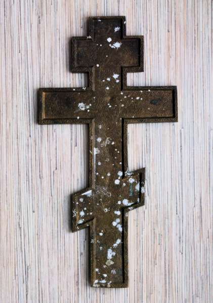 Старообрядческий киотный крест с эмалью. Выг, XIХ век в Санкт-Петербурге фото 11