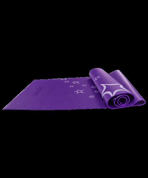 Коврик для йоги FM-102 PVC 173x61x0,5 см, с рисунком, фиолетовый в Сочи