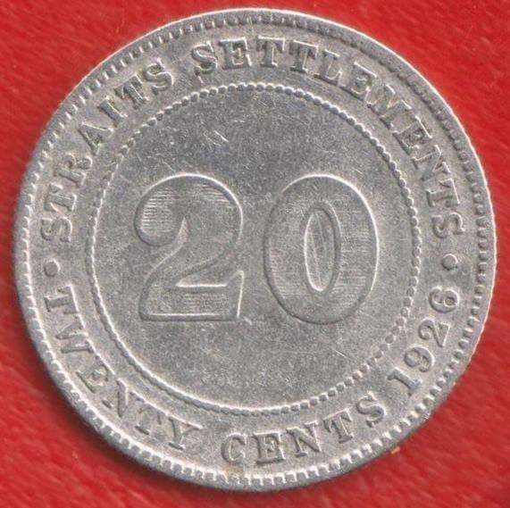 Британский Стрейтс - Сетлментс 20 центов 1926 г. серебро