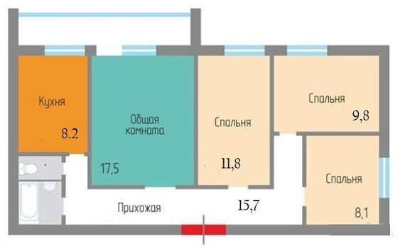 Продам 4 к. кв., г. Краснодар, ЧМР, ул. Бургасская, 50 в Краснодаре фото 5