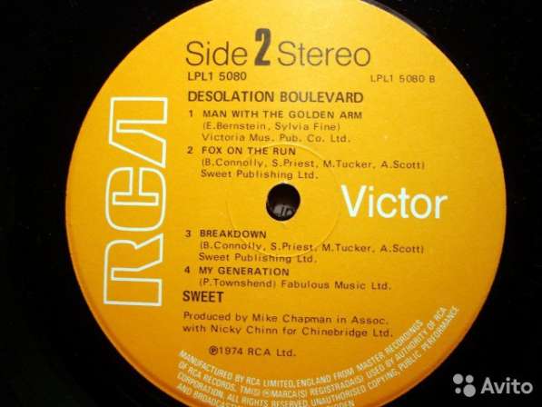 Пластинка виниловая Sweet – Desolation Boulevard в Санкт-Петербурге фото 20