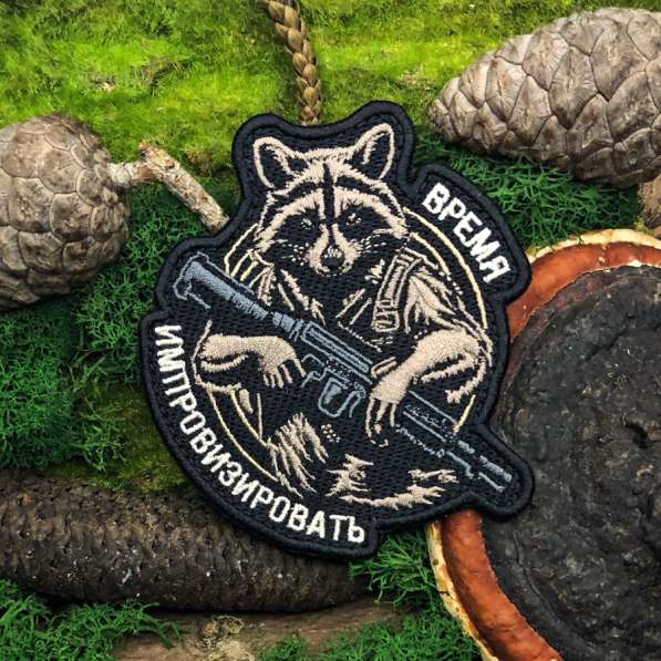 Нашивки шевроны патчи «Енот - Время импровизировать»