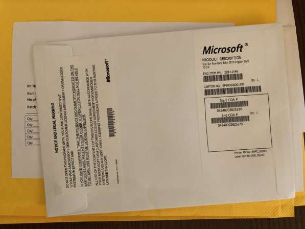 Microsoft SQL Server Std 2019 DVD 10 Clt 228-11548