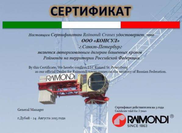 Raimondi MRT 152 башенный кран (Новый от дилера) в Санкт-Петербурге фото 4