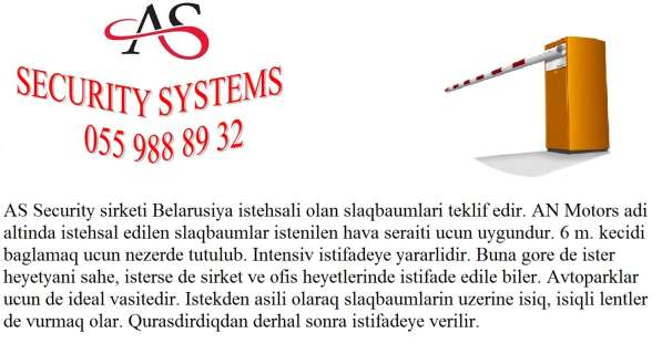 ❖Şlaqbaum barrier sistemi ✴ ✴