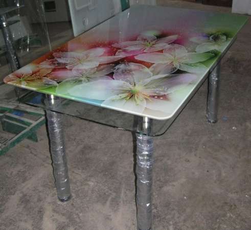 Стеклянные столешницы и столы с экологически чистой фотопечатью, пескоструйным рисунком. в фото 4