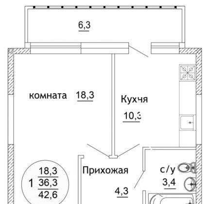 Продам однокомнатную квартиру в Краснодар.Жилая площадь 43 кв.м.Этаж 12.Дом монолитный. в Краснодаре