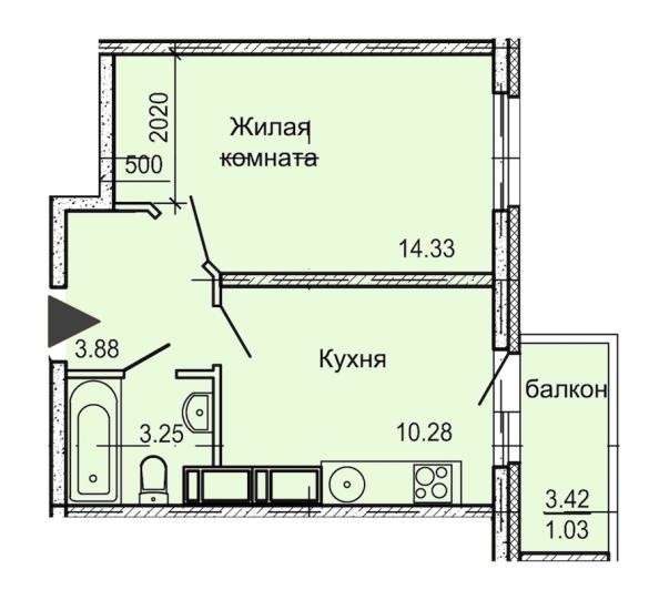 1-комнатная квартира 33 м² в Санкт-Петербурге