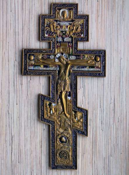 Старообрядческий киотный крест с эмалями. Русский Север, 18в в Санкт-Петербурге фото 8