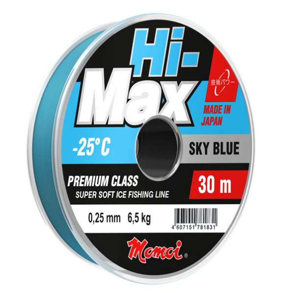 Леска Hi-MAX Sky Blue 0,14 мм, тест 2,1 кг, 30 м