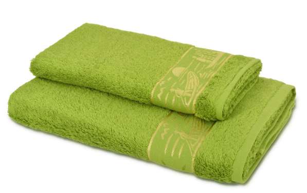 Комплект бамбуковых махровых полотенец зелёный