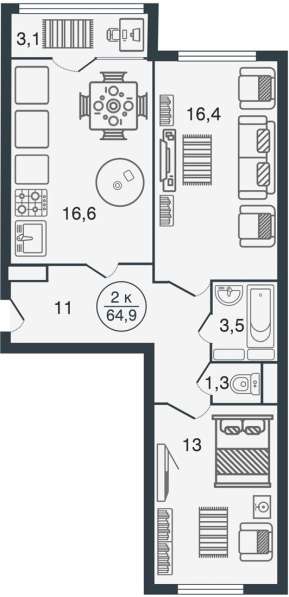 Продам двухкомнатную квартиру в Тверь.Жилая площадь 65 кв.м.Этаж 5.Есть Балкон. в Твери фото 9