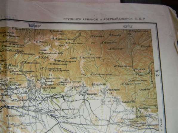 Топокарта(топографическая карта)Груз.,Арм.,Азер.ССР,Е7,1929г в фото 7