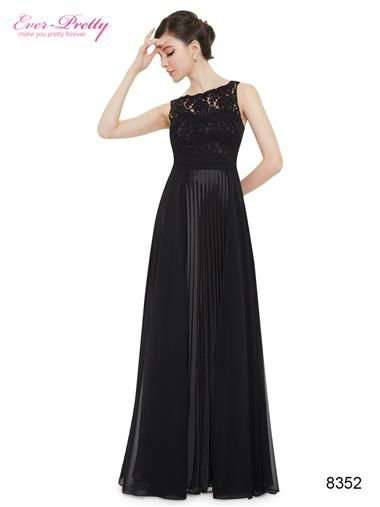 Черное платье с кружевным лифом S/08 "Ever-Pretty" Артикул: HE08352BK