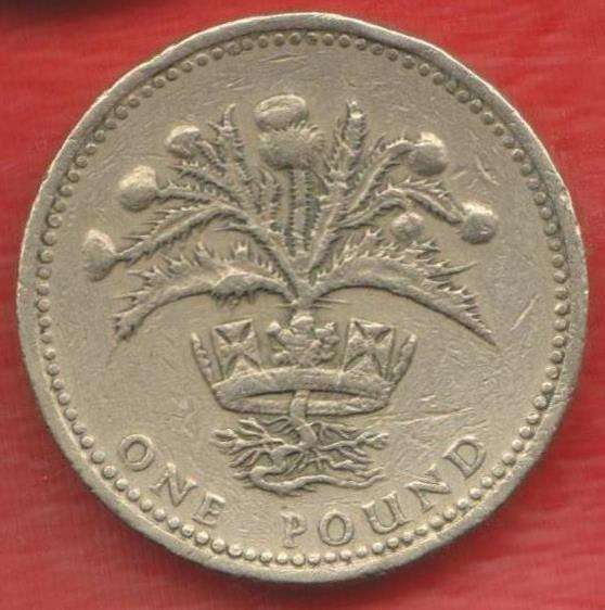 Великобритания Англия 1 фунт 1989 г. Репейник Шотландия