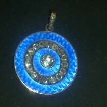 Медальон золото, бриллианты старой огранки, голубая эмаль, в Москве