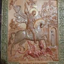 Резная икона Святой Георгий победоносец, в Городце