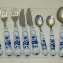 Столовые приборы с фарфоровыми ручками винтажные 10 шт. (Q521), в Москве