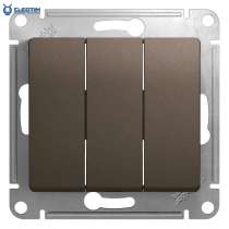 3-клавишный выключатель, сх.1+1+1, 10АХ, механизм, ШОКОЛАД, в г.Минск